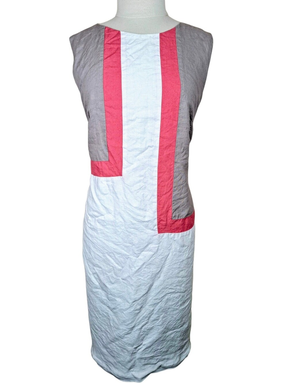 100% Linen Sleeveless Midi Dress Size XXL Fully Lined